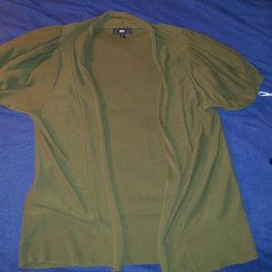 Green puff sleeve cardigan